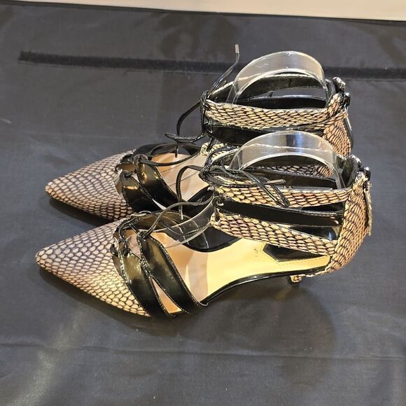 ZARA WOMEN'S KITTEN HEEL LACE-UP MID (2-2.9 in) HEEL HEIGHT WOMEN'S SANDALS - Picture 11 of 16